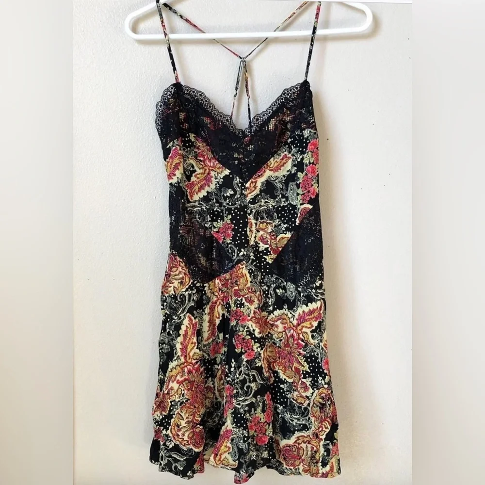NWOT Free People Floral Trapeze Mini Slip Dress